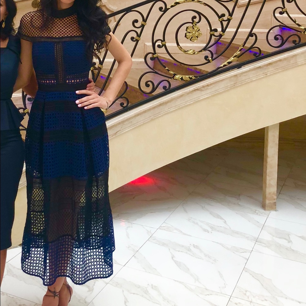 Self Portrait Paneled Lace Midi Dress